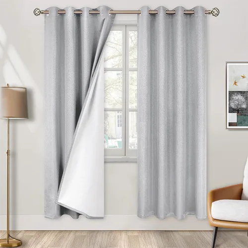 Vista 64 de BGment - Cortinas blackout blancas para dormitorio de 84 pulgadas de largo, juego de 2 paneles, cortinas para dormitorio con aislamiento térmico
