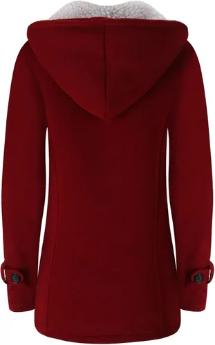 Vista 2 de JiangWu Abrigo grueso de forro polar con capucha para mujer, chaqueta cálida de invierno