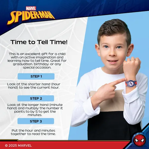 Vista 5 de Marvel Spiderman Watch for Kids - Spiderman Watch Boys - Spider-Man Watches for Boys 4-6 - Toys - Kids - Marvel Toddler - Teen - Dark Blue Case