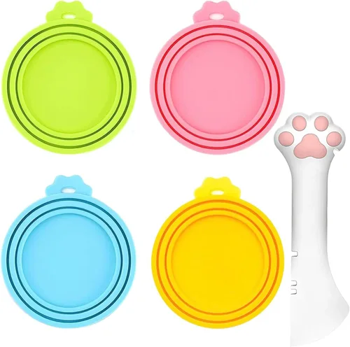 Vista 10 de Cubiertas para latas de alimentos, paquete de 3 tapas de silicona para alimentos y 1 cuchara para latas, se adapta a la mayoría de alimentos