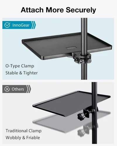 Vista 3 de InnoGear Bandeja de soporte para micrófono, bandeja de soporte para micrófono con soporte para teléfono, abrazadera ajustable en estante de 10.6 x