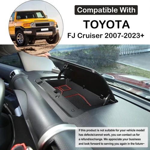 Vista 3 de Aunginsy Kit de alfombrillas con ranura para automóvil (15 unidades), goma, rojo y negro, compatible con Toyotaa FJ Cruiser 2007-2021, consola