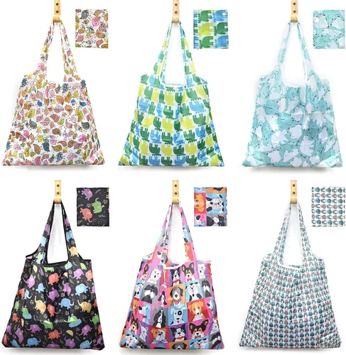 Vista 8 de 6 bolsas de comestibles reutilizables extragrandes de 50 libras, bolsas de compras plegables para comestibles, bolsa de playa, bolsas de nailon