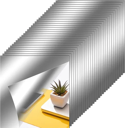 Vista 14 de Zonon Hojas de espejo flexibles autoadhesivas, no de vidrio, azulejos adhesivos para decoración de pared del hogar (20 piezas, 6 x 9 pulgadas)