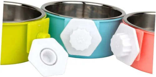 Vista 5 de POPETPOP Diseño ligero portátil del cuenco del cocinero de la jaula del cuenco del perro del acero inoxidable del alimentador del animal