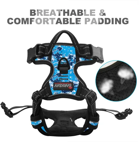 Vista 128 de BARKBAY - Arnés para perro sin tirones con clip frontal, material resistente y reflectante, asa de fácil control para pasear perros grandes