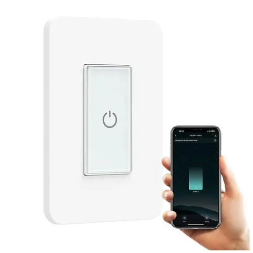 Vista 10 de Nexete Interruptor de luz inteligente, interruptor táctil de un solo polo Wi-Fi de 2.4 GHz, control de voz con temporizador y aplicación Smart Life