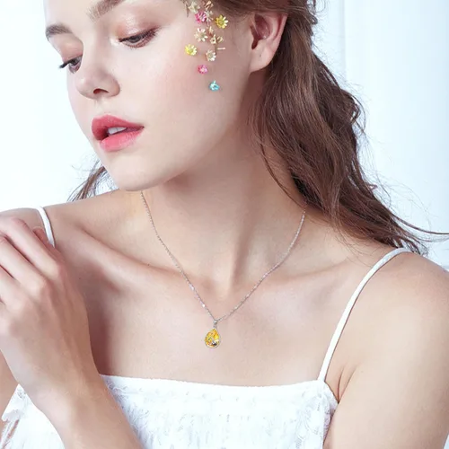 Vista 2 de ONEFINITY Collares de ámbar de plata de ley 925 con colgante de ámbar, regalo de joyería de ámbar para mujer