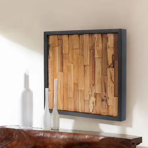 Vista 12 de Warmaxx Decoración de pared de madera de teca rústica de 17 x 17 pulgadas, decoración de pared de granja para el hogar, oficina, dormitorio