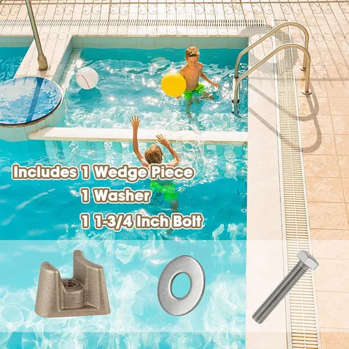 Vista 3 de Anclaje de escalera de piscina PW-4C de 4 pulgadas, anclajes estilo Hanover de bronce con perno - Se adapta a anclajes de riel de 4 pulgadas