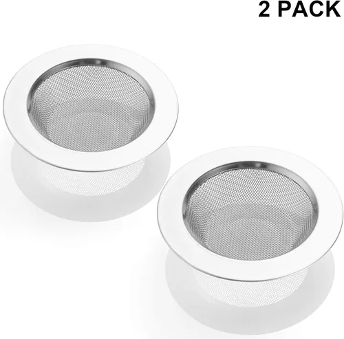Vista 7 de LASSHSWA 2 piezas de colador de fregadero de cocina de acero inoxidable, colador de drenaje de fregadero de cocina, coladores de fregadero con borde