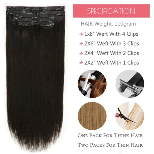 Vista 3 de Loxxy Extensiones de cabello humano sin costuras con clip para mujer, ultra invisible, trama de poliuretano, extensiones de cabello con clip