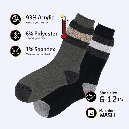 Vista 3 de HOT FEET - Calcetines térmicos para hombre, paquete de 24unidades, calcetines para frío extremo, para botas, calcetines de invierno con aislamiento