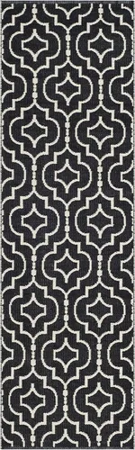 Vista 2 de SAFAVIEH Colección Montauk - Alfombra de pasillo, 2 pies 3 pulgadas x 7 pies, color negro y marfil, algodón hecho a mano, ideal para zonas de alto