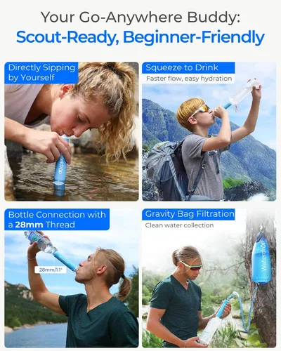 Vista 4 de Waterdrop Filtro de agua de gravedad, portátil, purificador de agua para supervivencia, campamento, senderismo, mochila y preparación de emergencia
