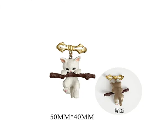 Vista 6 de Bonito broche colgante de gato blanco estereoscópico 3D gato gato gato colgante, broche estético kawaii pin gato estereoscópico lindo alfileres