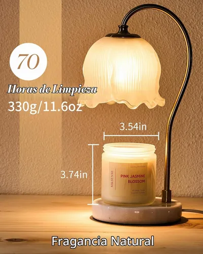 Vista 3 de M&SENSE Vela perfumada rosa de jazmín – Cera de soja natural de 11.6 onzas, 70 horas de tiempo de combustión de larga duración, vela de primavera