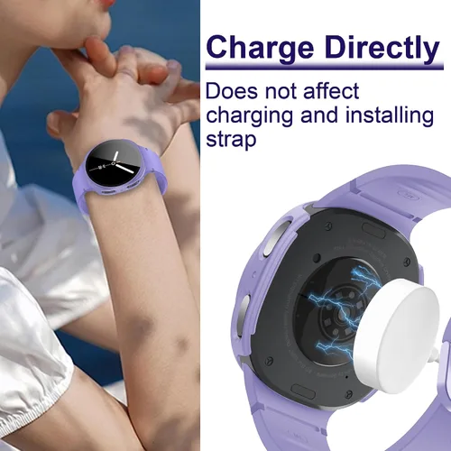 Vista 6 de Paquete de 12 fundas para Samsung Galaxy Watch 9/8 de 1.575 pulgadas con protector de pantalla de vidrio templado, funda protectora resistente a