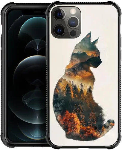 Vista 45 de Funda compatible con iPhone 8 Plus, diseño de oso de bosque otoñal, a prueba de golpes, antiarañazos, carcasa trasera de policarbonato duro