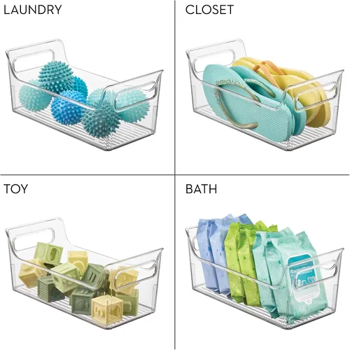 Vista 7 de iDesign - Organizador de condimentos de plástico con asas para nevera, transparente, fabricado en Estados Unidos For Fridge, Made in USA