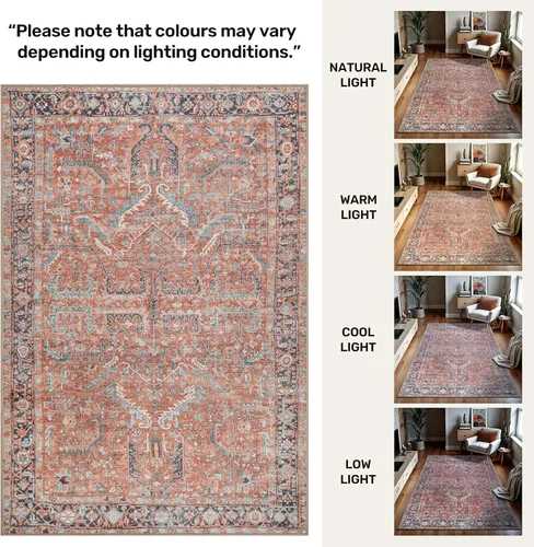 Vista 266 de GLN Rugs Traditional Collection - Alfombra de felpilla lavable a máquina, tradicional lavable, antideslizante, alfombra de felpilla de pelo corto