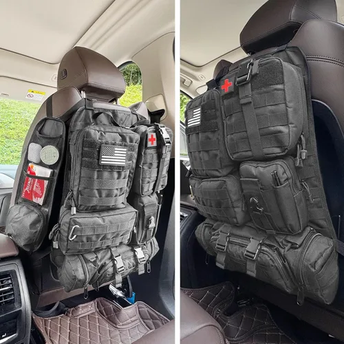 Vista 8 de Paquete de 7 organizadores tácticos para respaldo de asiento, organizador de camión con 6 bolsas desmontables, universal para automóvil, camión
