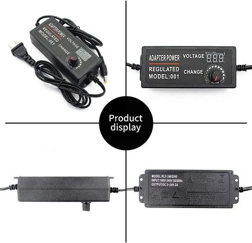 Vista 4 de Adaptador de corriente ajustable de 3-24 V, 2 A, fuente de alimentación variable universal de conmutación de 48 W, 100-240 V CA a CC 5 V, 6 V, 9 V