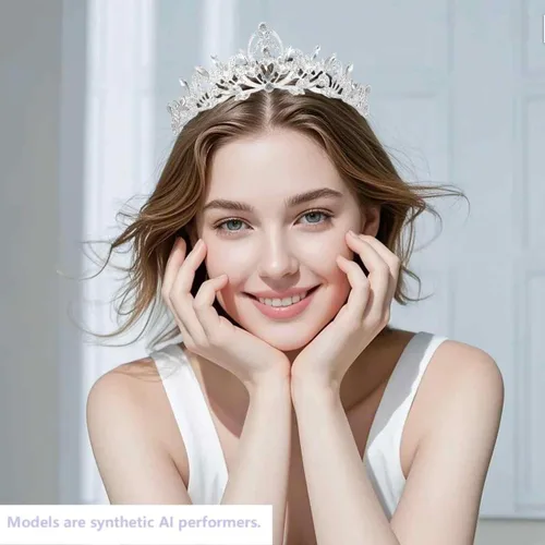 Vista 8 de Kamirola Diadema de coronas y tiaras de cristal para niñas o mujeres, fiesta de cumpleaños, boda, graduación, novia, Navidad, San Valentín, TR20