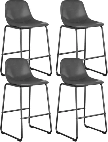 Vista 21 de Rfiver Taburetes de bar de cuero sintético PU Set de 2, Taburetes de pub industriales con respaldo y reposapiés, Sillas de bar modernas sin brazos