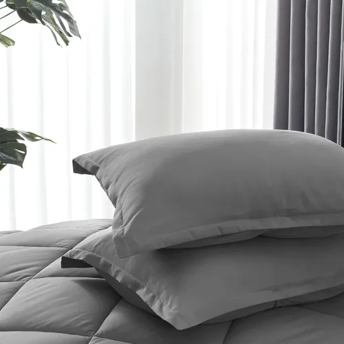 Vista 3 de SLEEP ZONE Juego de edredón y sábanas de 5 piezas, tamaño individual, lujoso, esponjoso, suave, alternativo al plumón con sábana encimera, sábanas