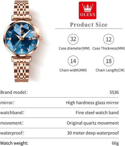 Vista 7 de OLEVS Small Face Women Watch Business Dress Stainless Steel Quartz Watches Diamond Roman Numerals 30M Waterproof Ladies Watches with Date