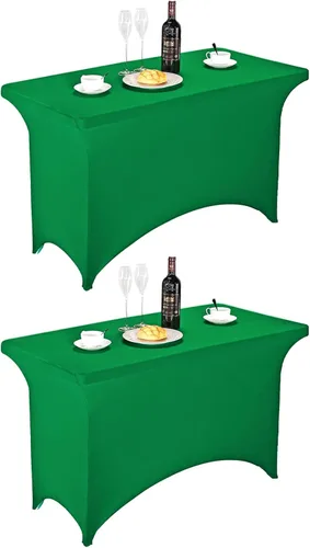 Vista 17 de FORLIFE - Funda de mesa de elastano, mantel ajustado de 4 pies para mesas rectangulares, funda elástica para patio, universal para bodas, banquetes