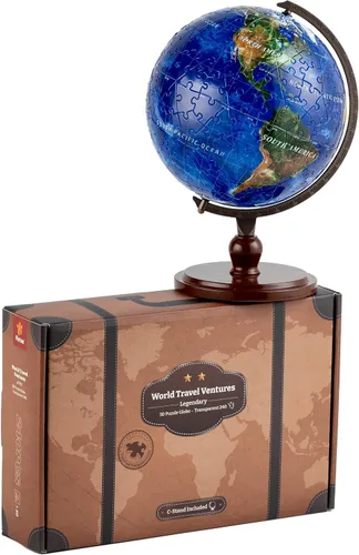 Vista 8 de Pintoo Rompecabezas 3D clásico pequeño globo de tierra de 6 pulgadas con 240 piezas de plástico curvas, globos del mundo para adultos unisex