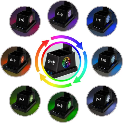Vista 4 de cozoo Lámpara de escritorio, lámparas de escritorio LED para oficina en casa, cargador inalámbrico pequeña lámpara de escritorio con soporte