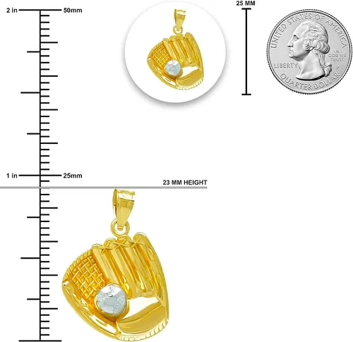 Vista 3 de CA CHARMAMERICA Dije de equipo de béisbol de oro, oro macizo de 10 quilates, colgante de bate de béisbol y guante, regalo para jugador de béisbol