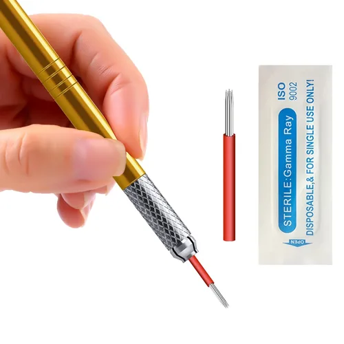 Vista 6 de 30 agujas desechables de microblading para cejas, cuchillas de maquillaje permanentes para tatuaje de labios, solo para un solo uso (18 agujas)