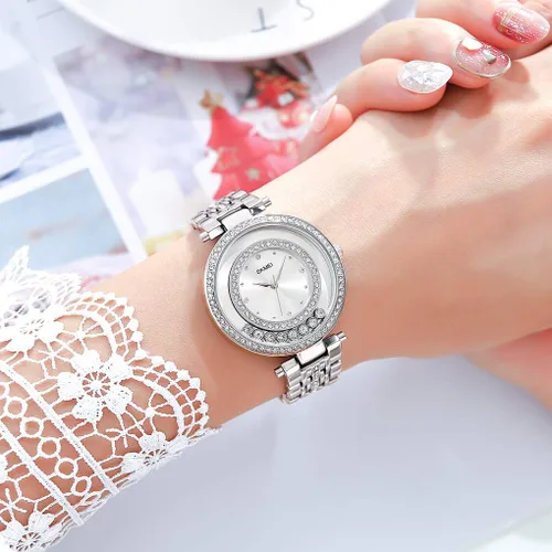 Vista 4 de SKMEI Lady Watches for Women Female Bling Dress Fashion Luxury Diamond Business Casual Analog Quartz Waterproof Stainless Steel Wristwatches Gifts