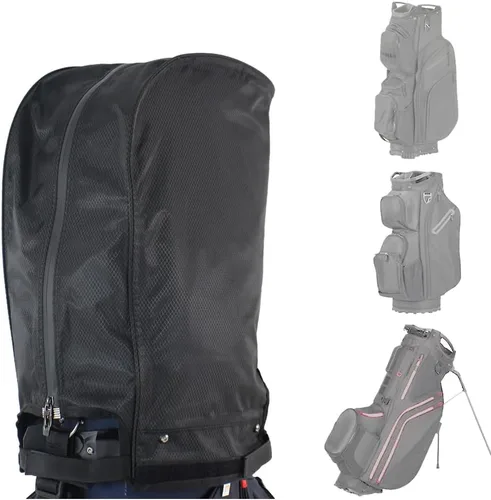 Vista 8 de Funda para bolsa de golf, cubierta de lluvia de nailon, impermeable, se adapta a la mayoría de bolsas de carrito de golf, fácil de usar, plegable