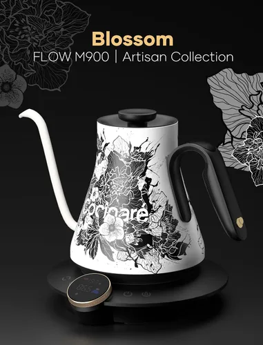 Vista 3 de Cocinare Hervidor eléctrico de cuello de cisne, control preciso de temperatura de ±0.5 °F, calentamiento rápido de 1500 W, café y té, acero Blossom