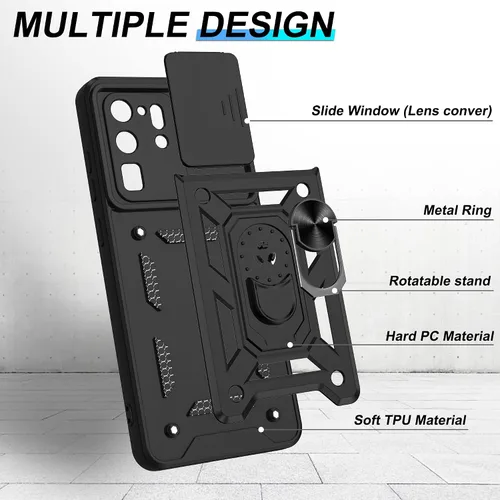 Vista 3 de ATUMP Funda protectora para Samsung Galaxy S20 Ultra con protector de pantalla HD, resistente con rotación de 360° con soporte de metal