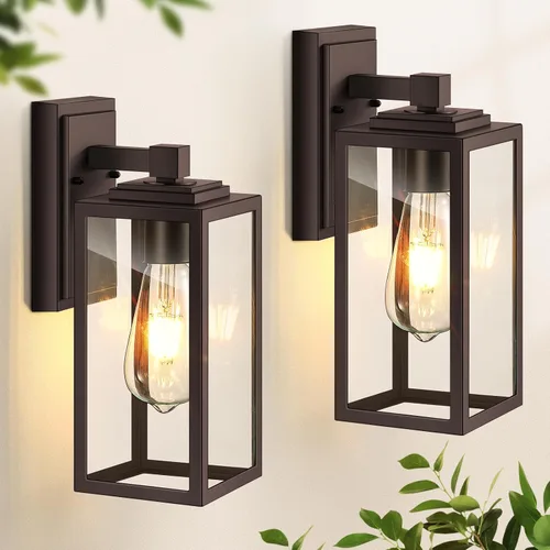 Vista 12 de VIANIS Luces de Pared para Exteriores, Luces de Porche Linterna para Exteriores, Accesorios de Iluminación para Exteriores Impermeables Negros