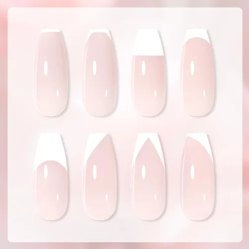 Vista 4 de GAOY Kit de Manicura Francesa, Estampador de Uñas y 2 Esmaltes de Uñas en Gel, Incluye Colores Nude Jelly Rosa Lechoso y Blanco para Punta Francesa