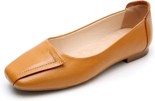 Vista 14 de VenusCelia - Zapatos bajos de baile para mujer Beige (Beige PU)