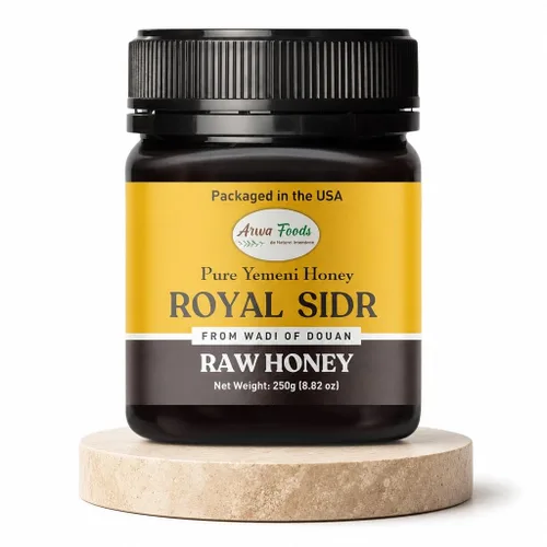 Vista 8 de Arwa Foods Royal Sidr AA+ - Miel cruda Royal Yemeni de Wadi of Douan - Miel cruda 100% sin filtrar, cruda y pura, sellada y empaquetada en Estados