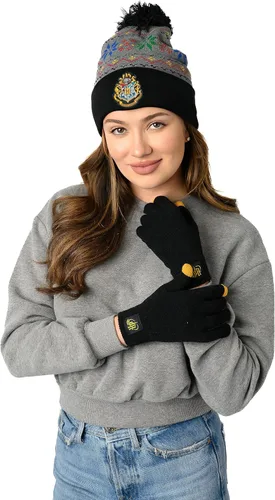 Vista 4 de Harry Potter Hogwarts - Gorro de punto y guante de texto, unisex, para hombre y mujer, Hogwarts