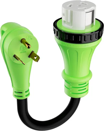Vista 14 de Cable adaptador de generador RV de 30 amperios a 50 amperios, enchufe macho de bloqueo giratorio NEMA L5-30P a receptáculo hembra NEMA 14-50R