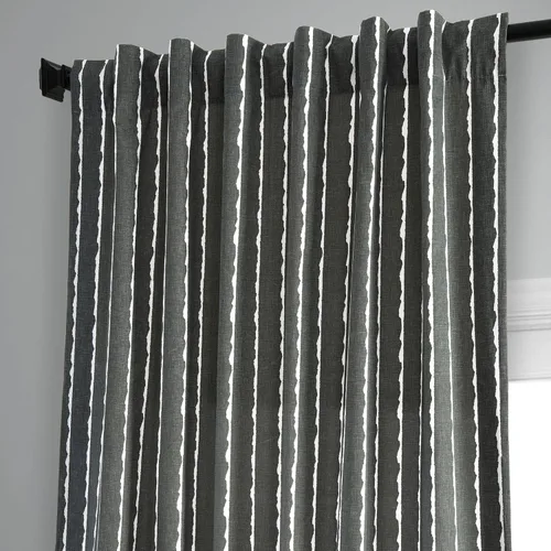 Vista 7 de HPD Half Price Drapes Cortinas abstractas con estampado a rayas de 108 pulgadas de largo, cortinas de algodón de lujo (1 panel), cortinas