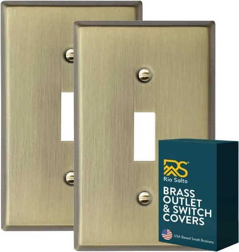 Vista 52 de Rio Salto BRASS Signature Collection MIDSIZE - Placa de pared de metal dorado para interruptor de luz o cubierta de tomacorriente, placa de pared