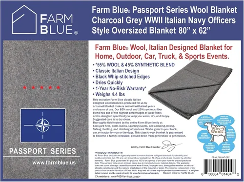 Vista 5 de Farm Blue Manta de emergencia de supervivencia de lana, estilo militar, 80 x 62 pulgadas, gruesa y ligera, para campamento militar, mantas