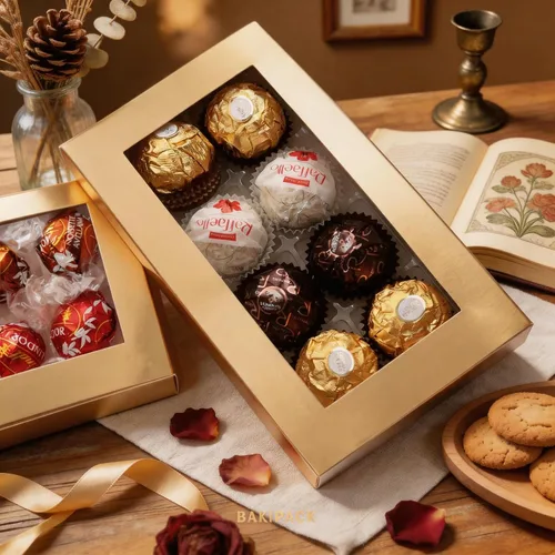 Vista 3 de 20 cajas de trufas doradas, embalaje de caja de chocolate, cajas Dorado